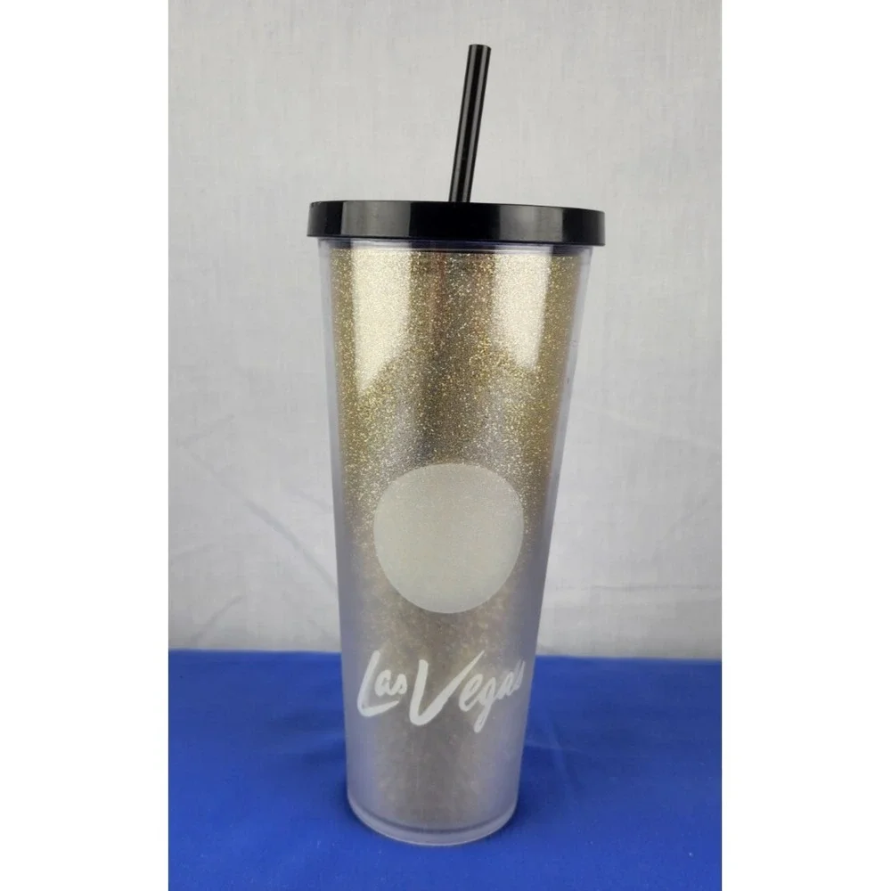 Starbucks Las Vegas Cold Cup You Are Here City‎ Series Gold Glitter Sparkle 24oz
